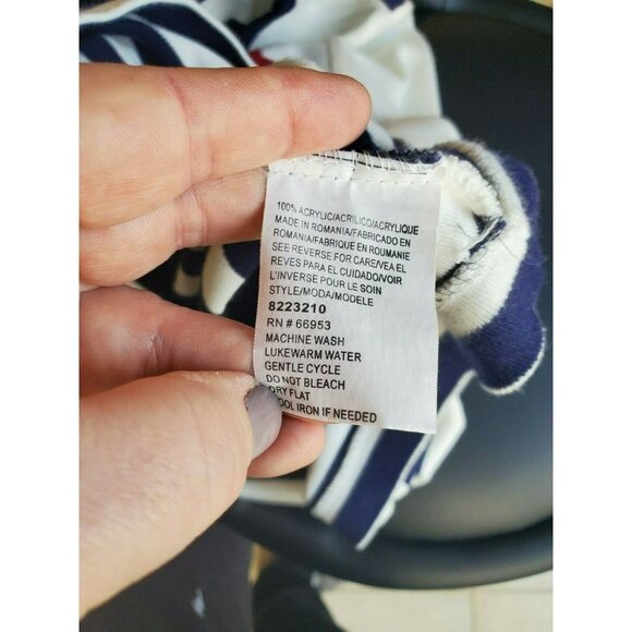 Vtg 80s Sweater Small Red White & Blue Nautical Sailor Anchor Stars Short Sleeve - Picture 4 of 4